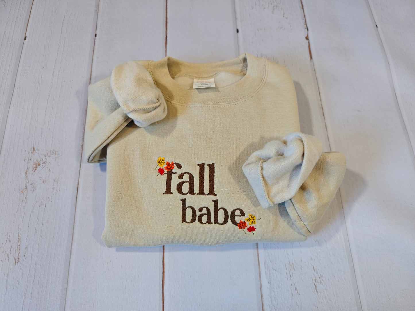 Fall Babe Crewneck | Greedy Cat Embroidery