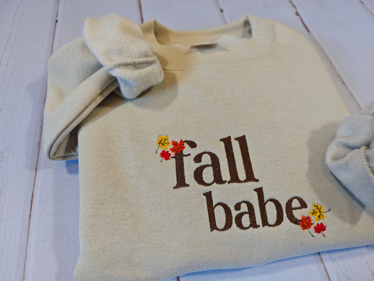 Fall Babe Crewneck | Greedy Cat Embroidery