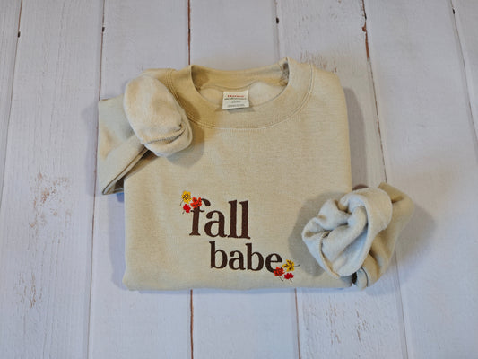 Fall Babe Crewneck | Greedy Cat Embroidery