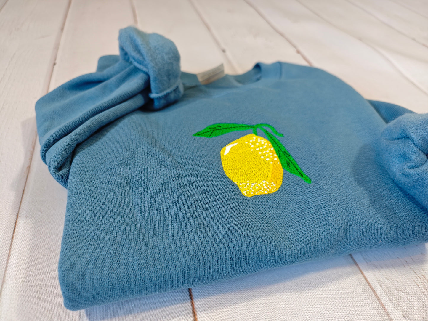 Cute Lemon Crewneck | Greedy Cat Embroidery