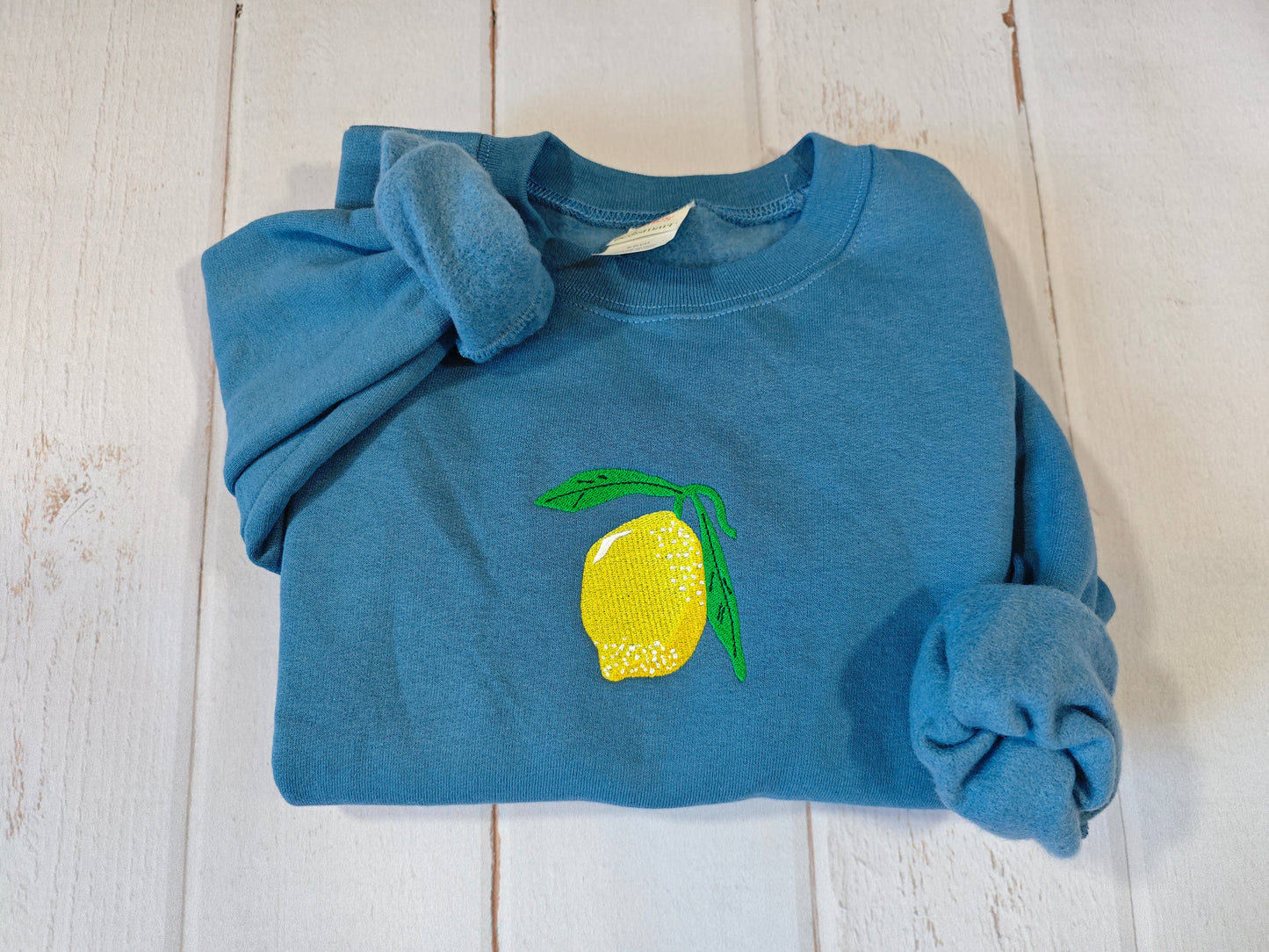 Cute Lemon Crewneck | Greedy Cat Embroidery