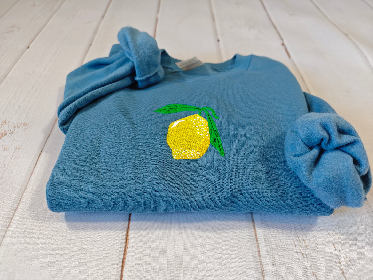 Cute Lemon Crewneck | Greedy Cat Embroidery