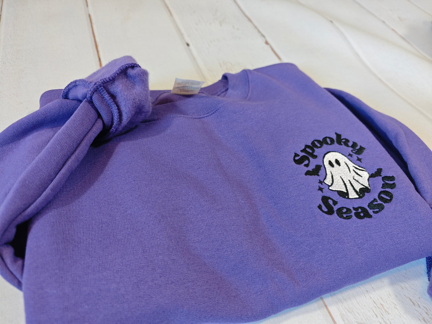 Spooky Season Ghost Crewneck | Greedy Cat Embroidery