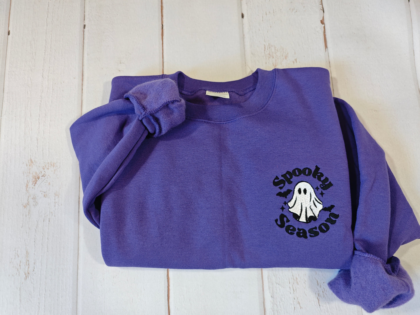 Spooky Season Ghost Crewneck | Greedy Cat Embroidery