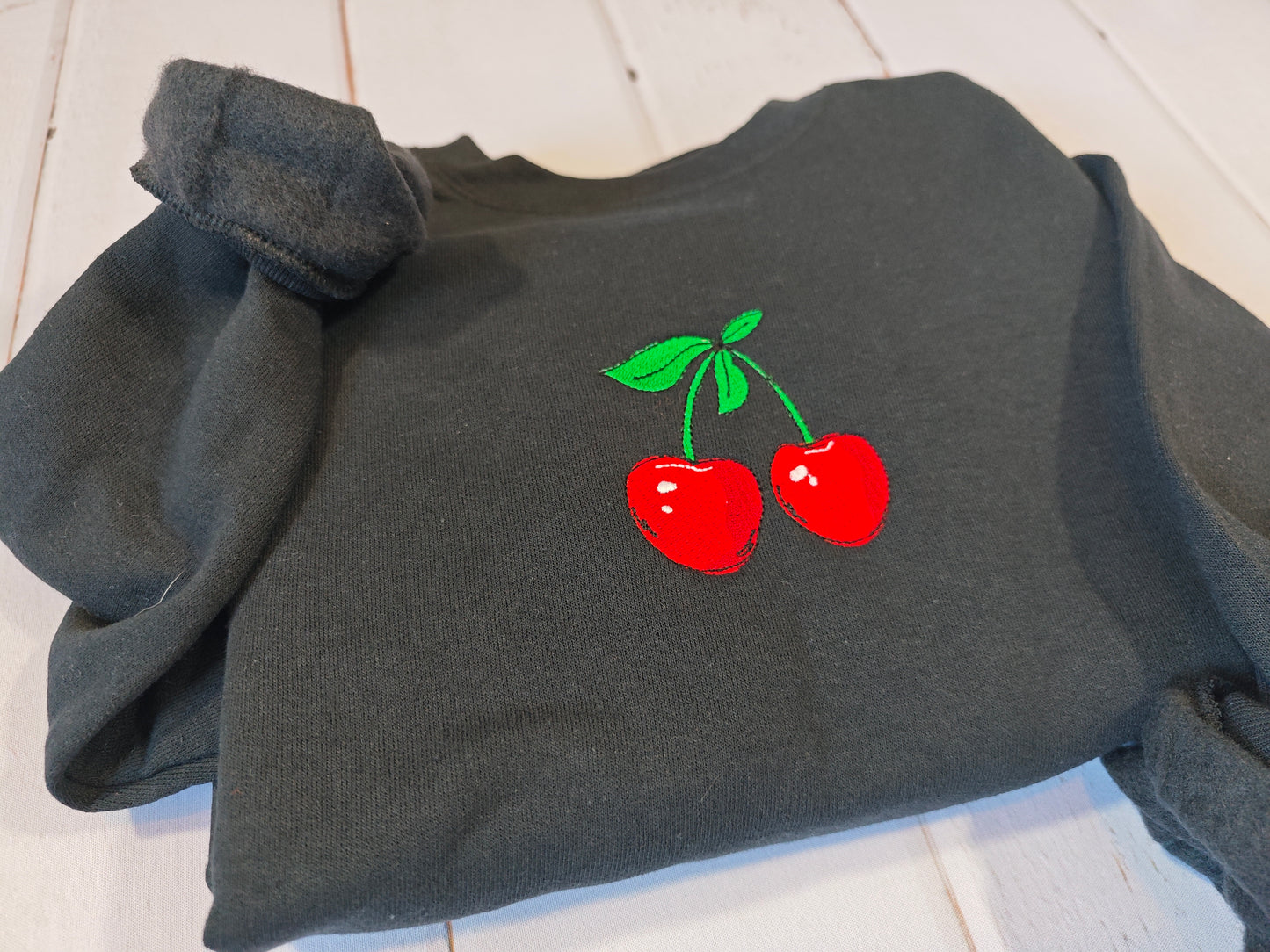 Red Cherries Crewneck | Greedy Cat Embroidery