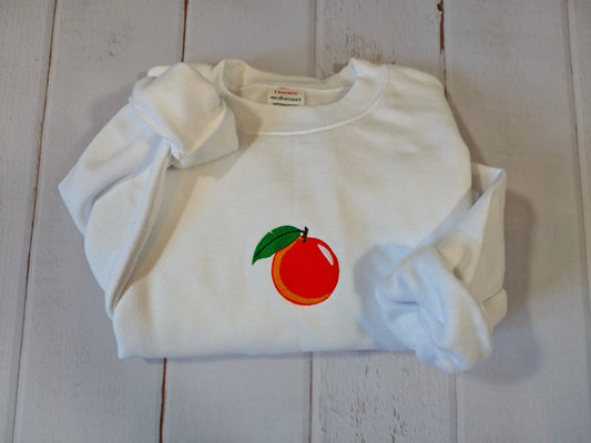 Dainty Orange Crewneck | Greedy Cat Embroidery