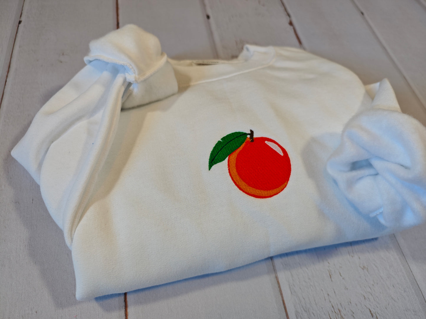 Dainty Orange Crewneck | Greedy Cat Embroidery