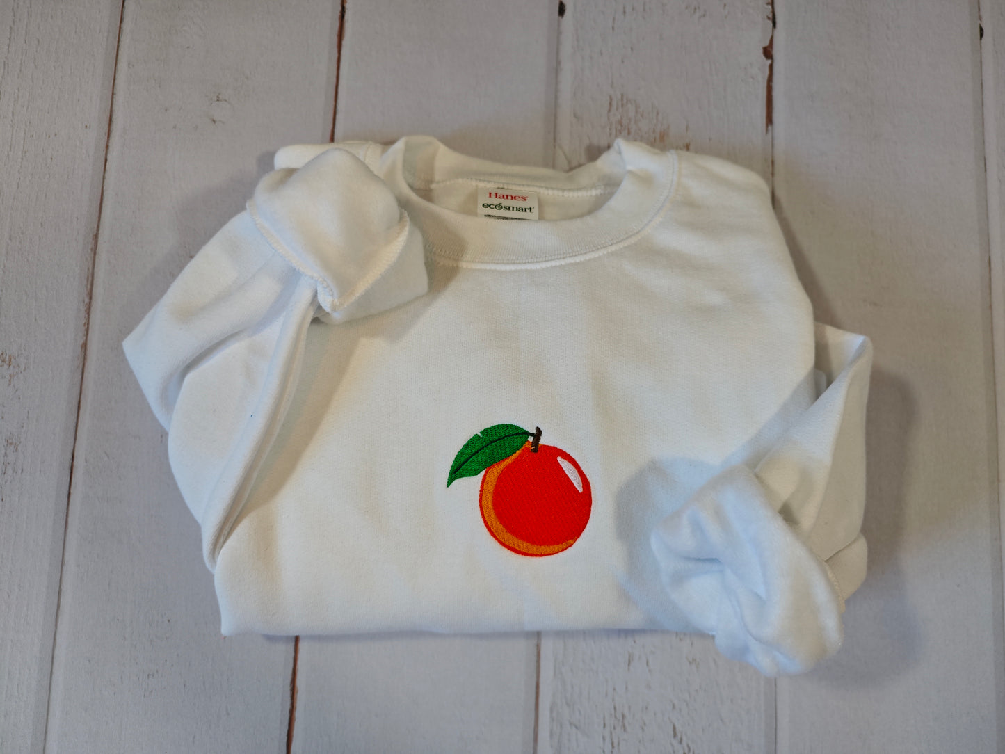 Dainty Orange Crewneck | Greedy Cat Embroidery