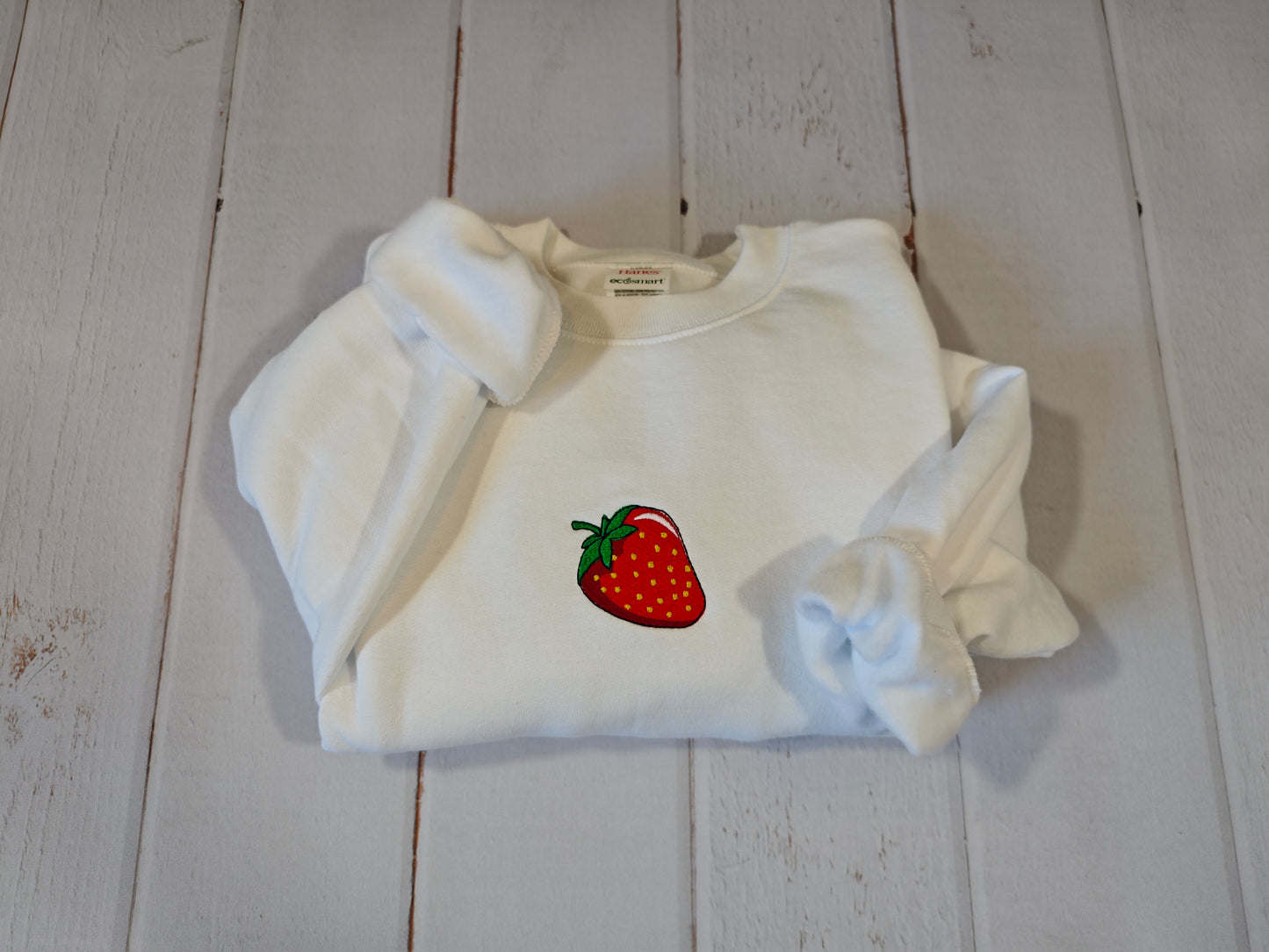 Strawberry Crewneck | Greedy Cat Embroidery